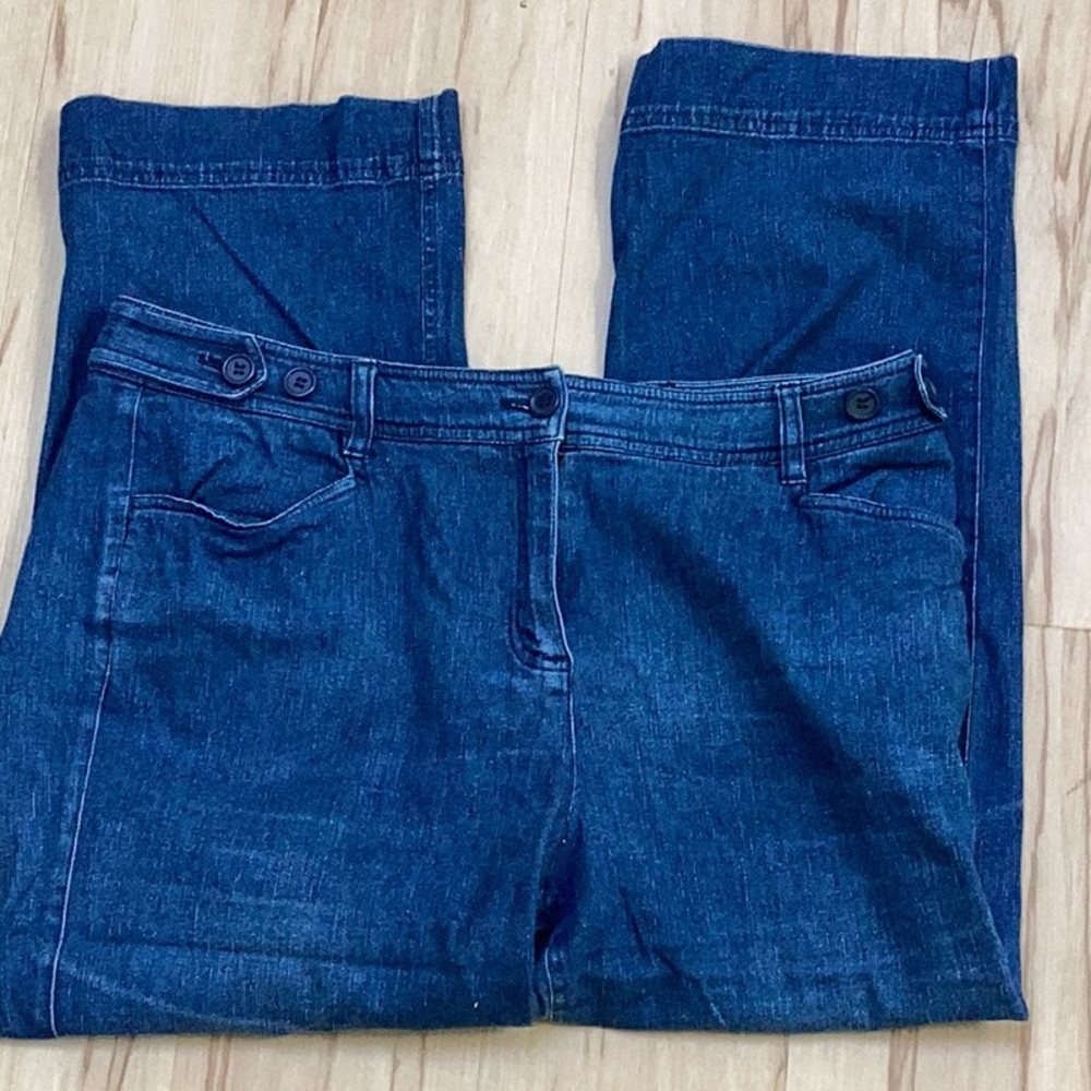 Jones New York Sport Button Tab Stretch Denim‎ Cropped Blue Jeans 12